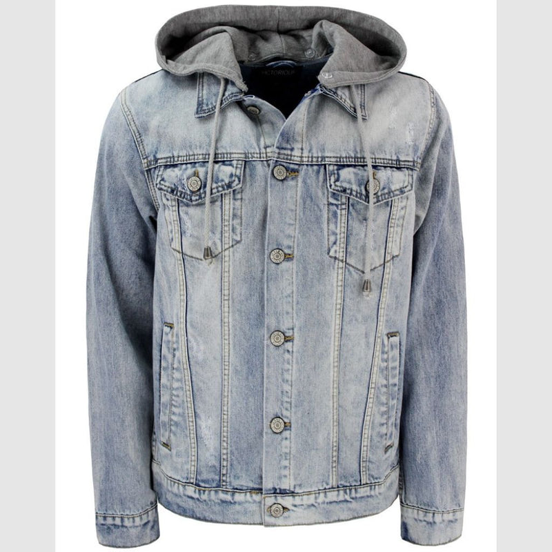 DK 109-A DETACHABLE HOOD DENIM JACKET