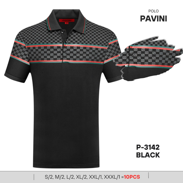 3142 Polo Shirt Pavini Black